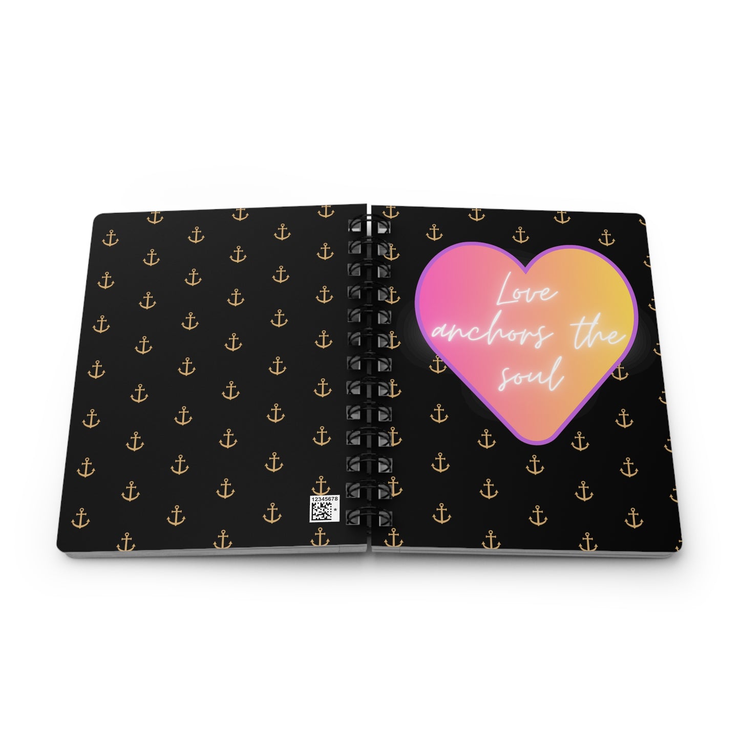 Love anchors the soul - Spiral Bound Journal (Black)