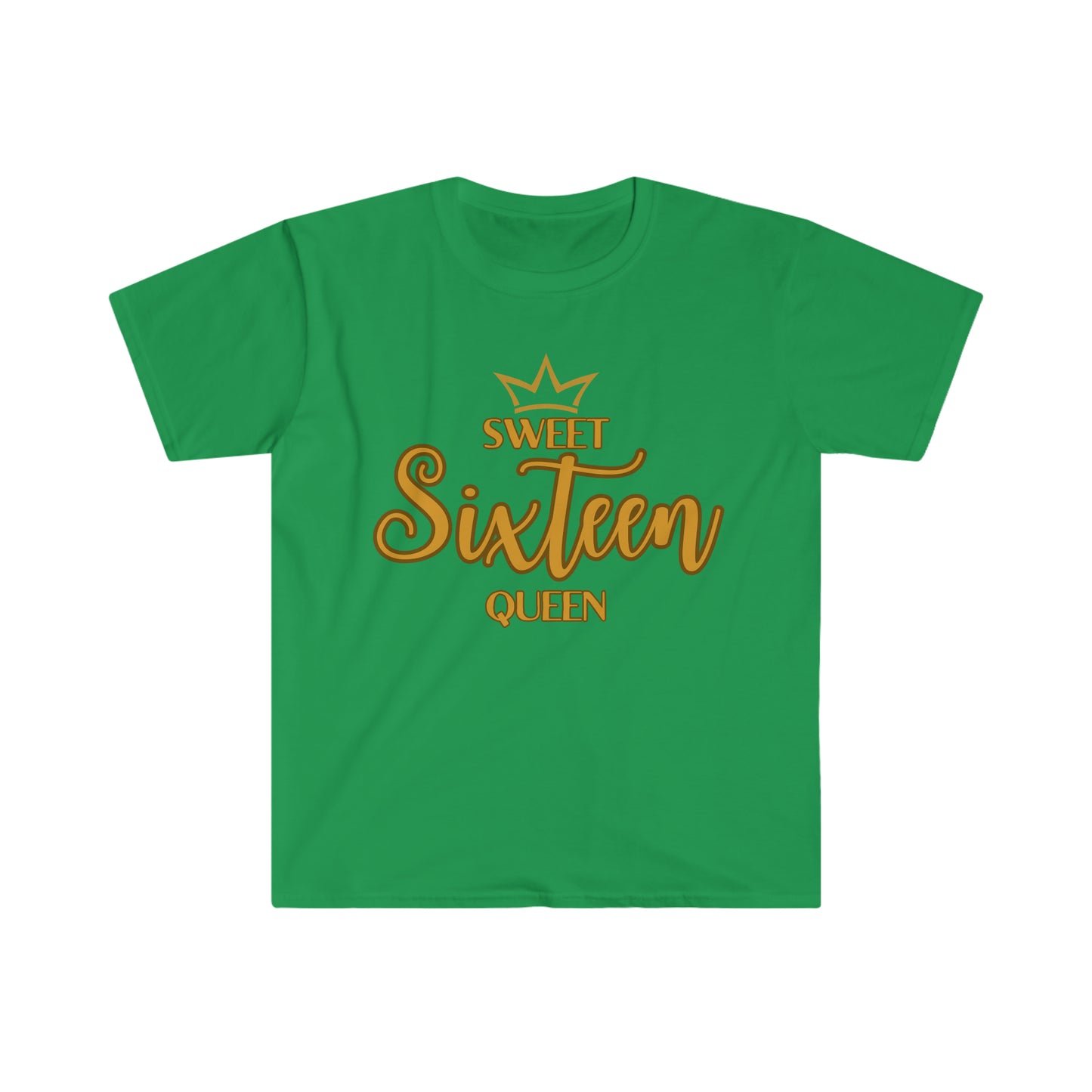 Sweet Sixteen Queen - Unisex Softstyle T-Shirt (gold lettering)