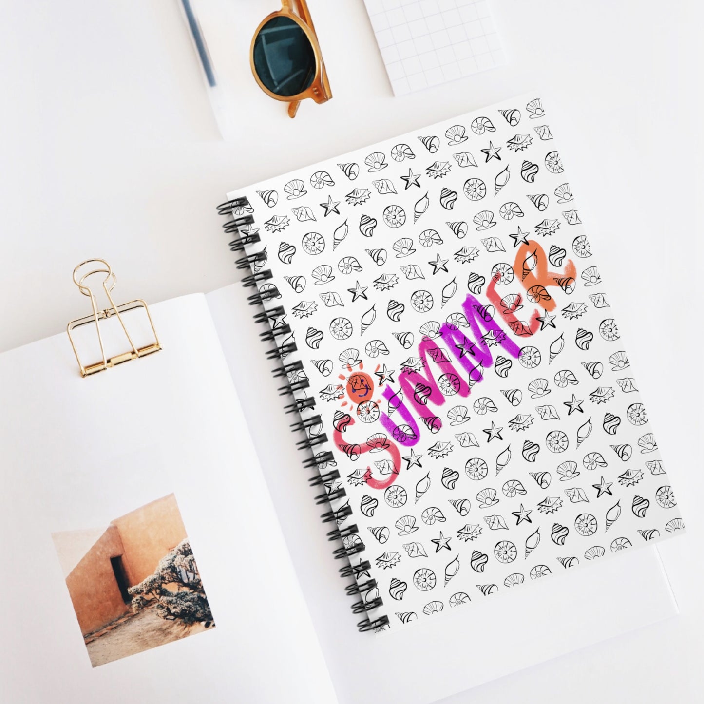 Summer Seashells Spiral Notebook - Ruled Line