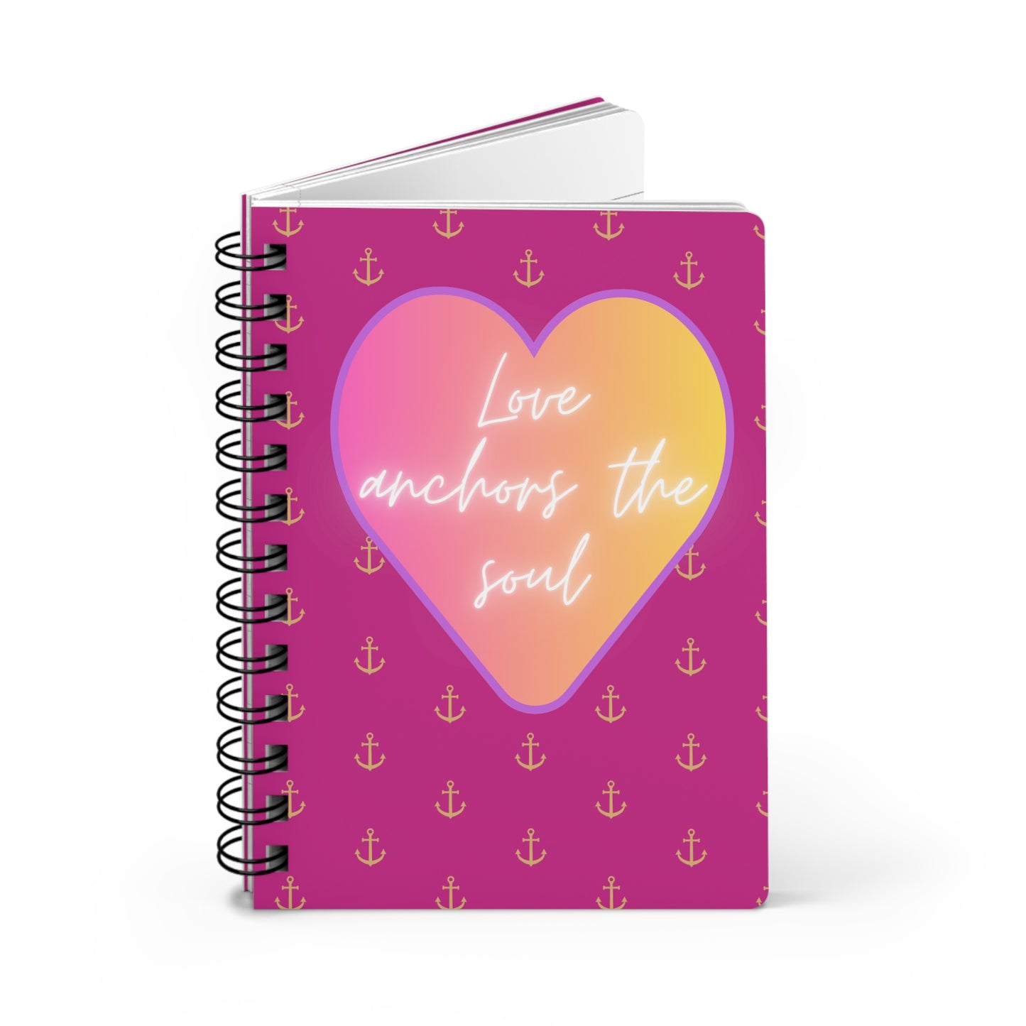 Love anchors the soul - Spiral Bound Journal (Dark pink)