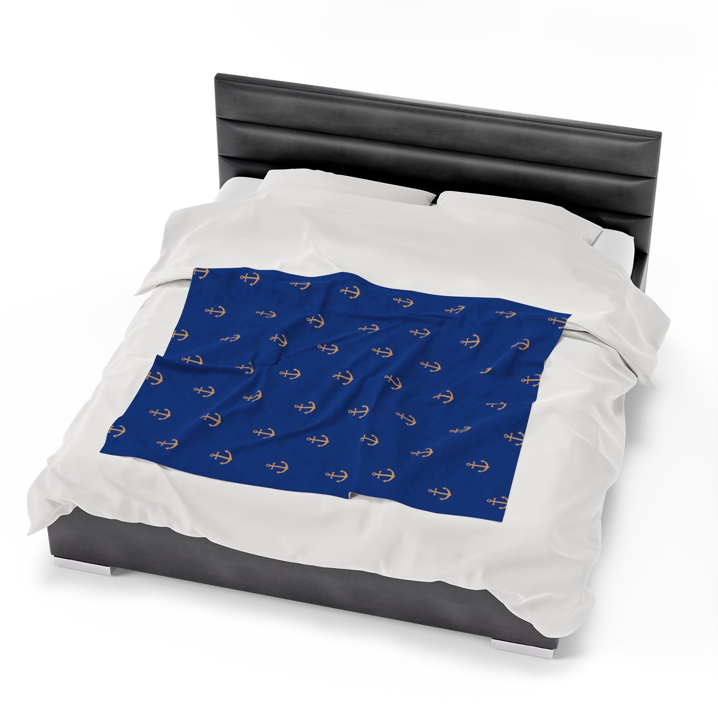 Anchors for days - Velveteen Plush Blanket (Blue)