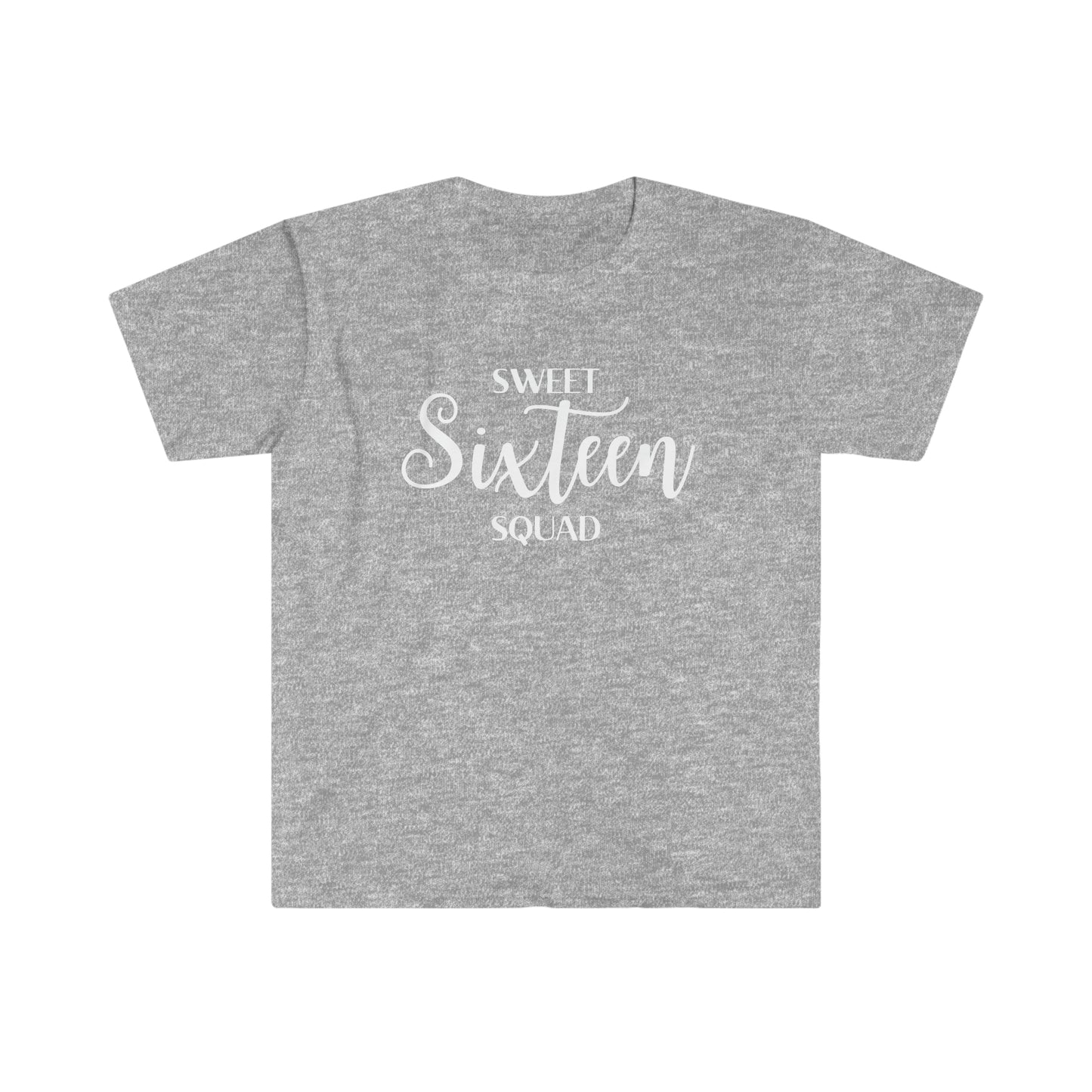 Sweet Sixteen Squad - Unisex Softstyle T-Shirt (white lettering)