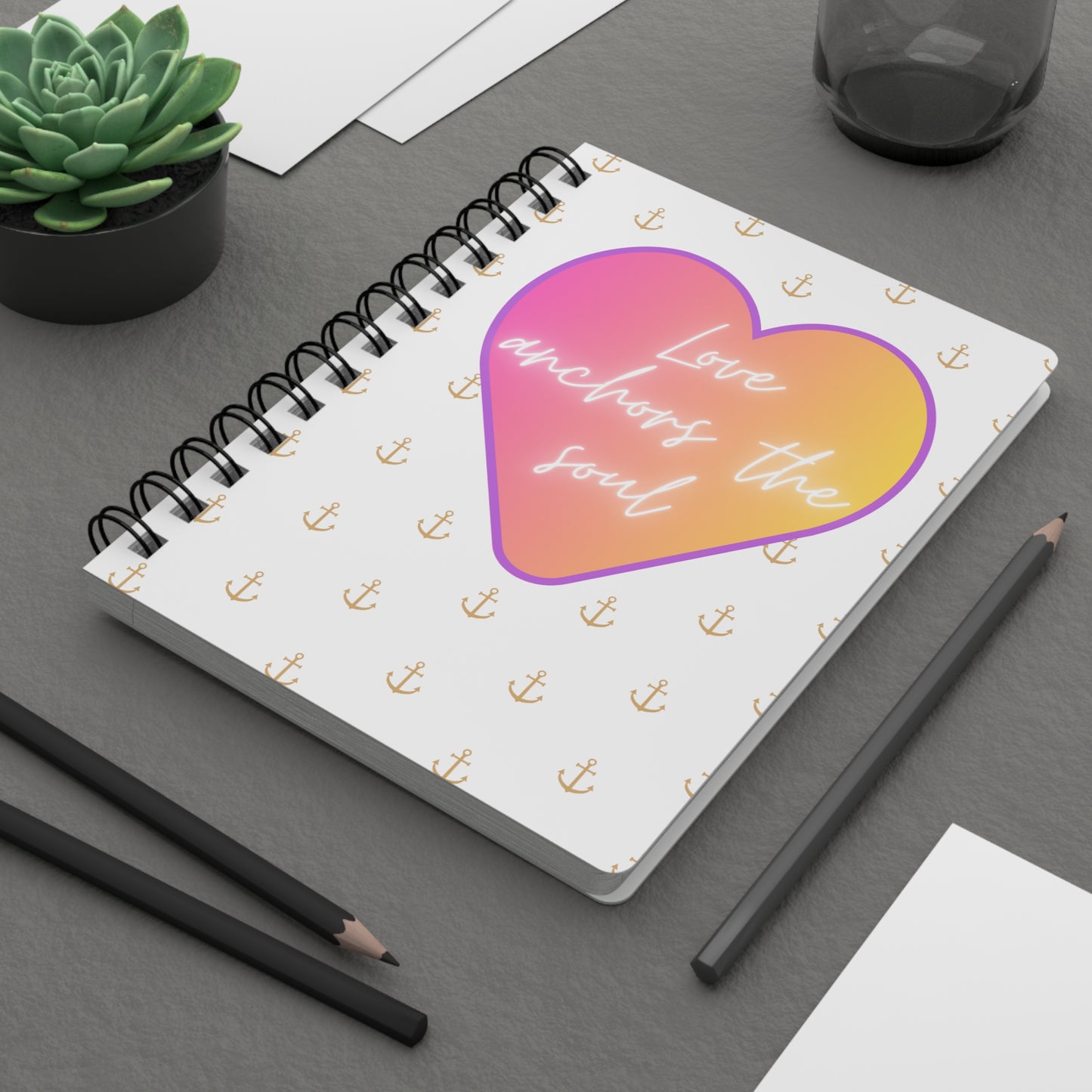 Love anchors the soul - Spiral Bound Journal (White)