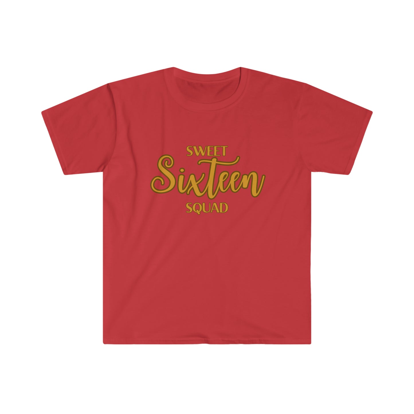 Sweet Sixteen Squad - Unisex Softstyle T-Shirt (gold lettering)