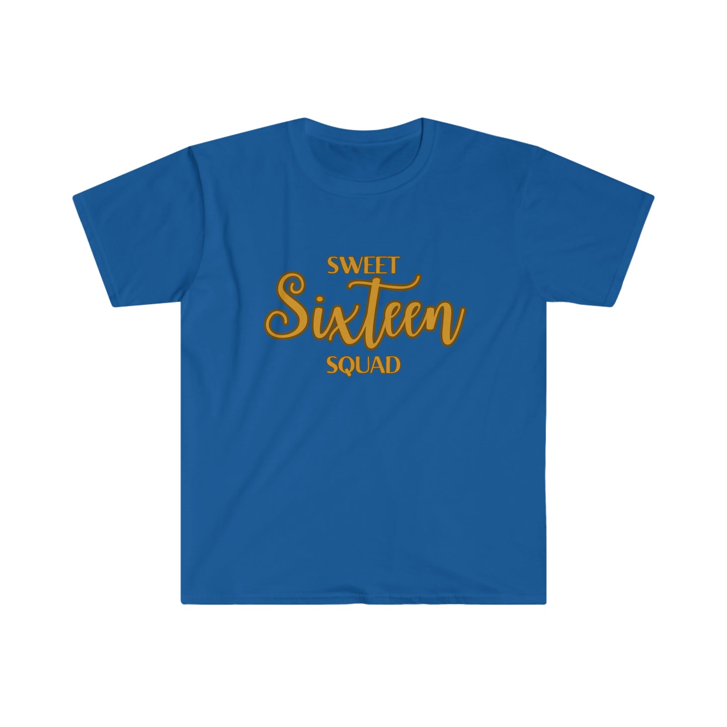 Sweet Sixteen Squad - Unisex Softstyle T-Shirt (gold lettering)