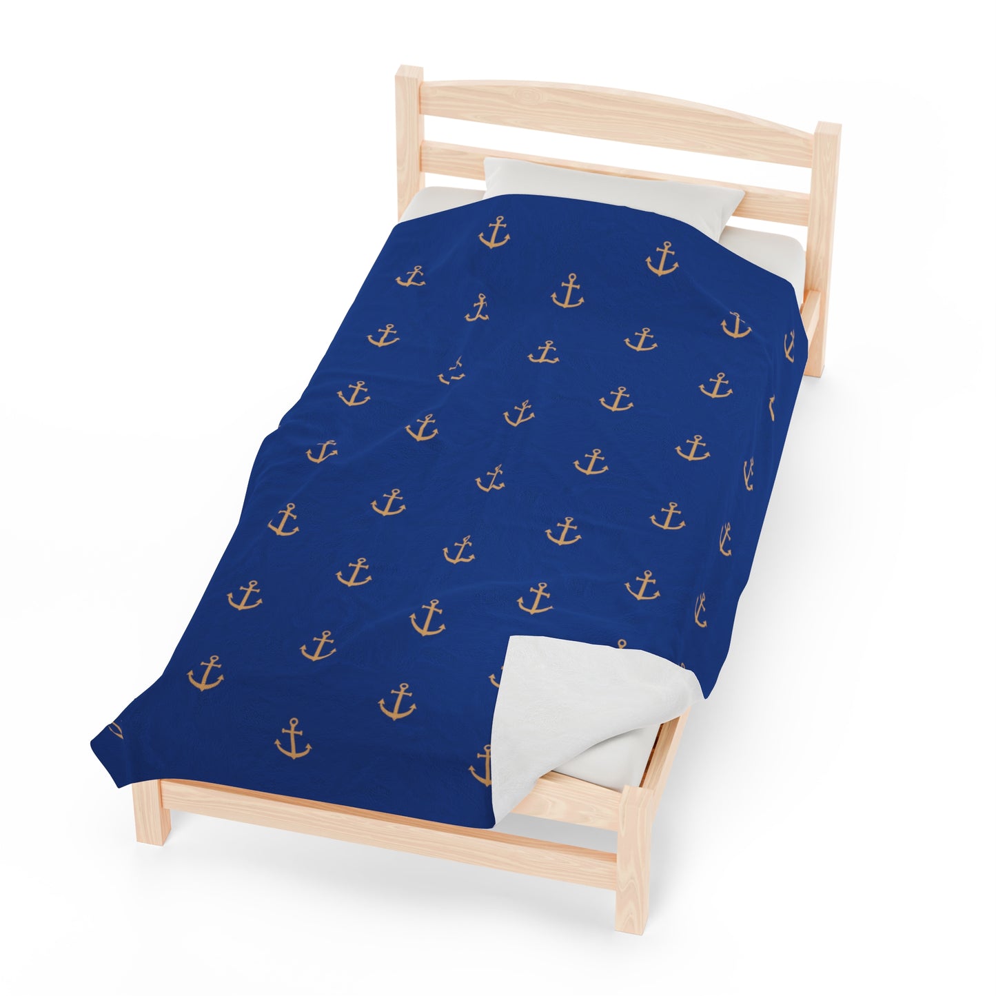 Anchors for days - Velveteen Plush Blanket (Blue)