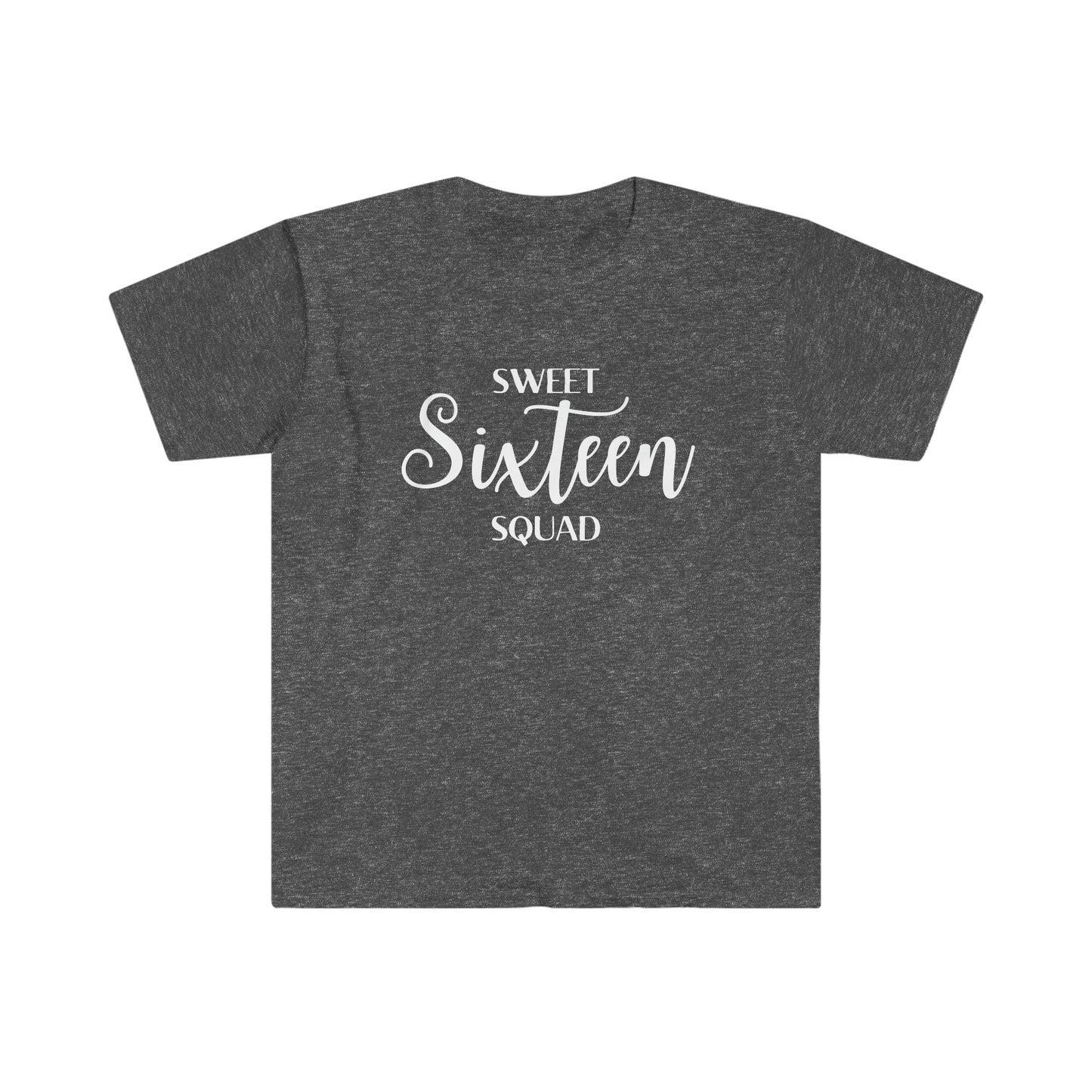 Sweet Sixteen Squad - Unisex Softstyle T-Shirt (white lettering)