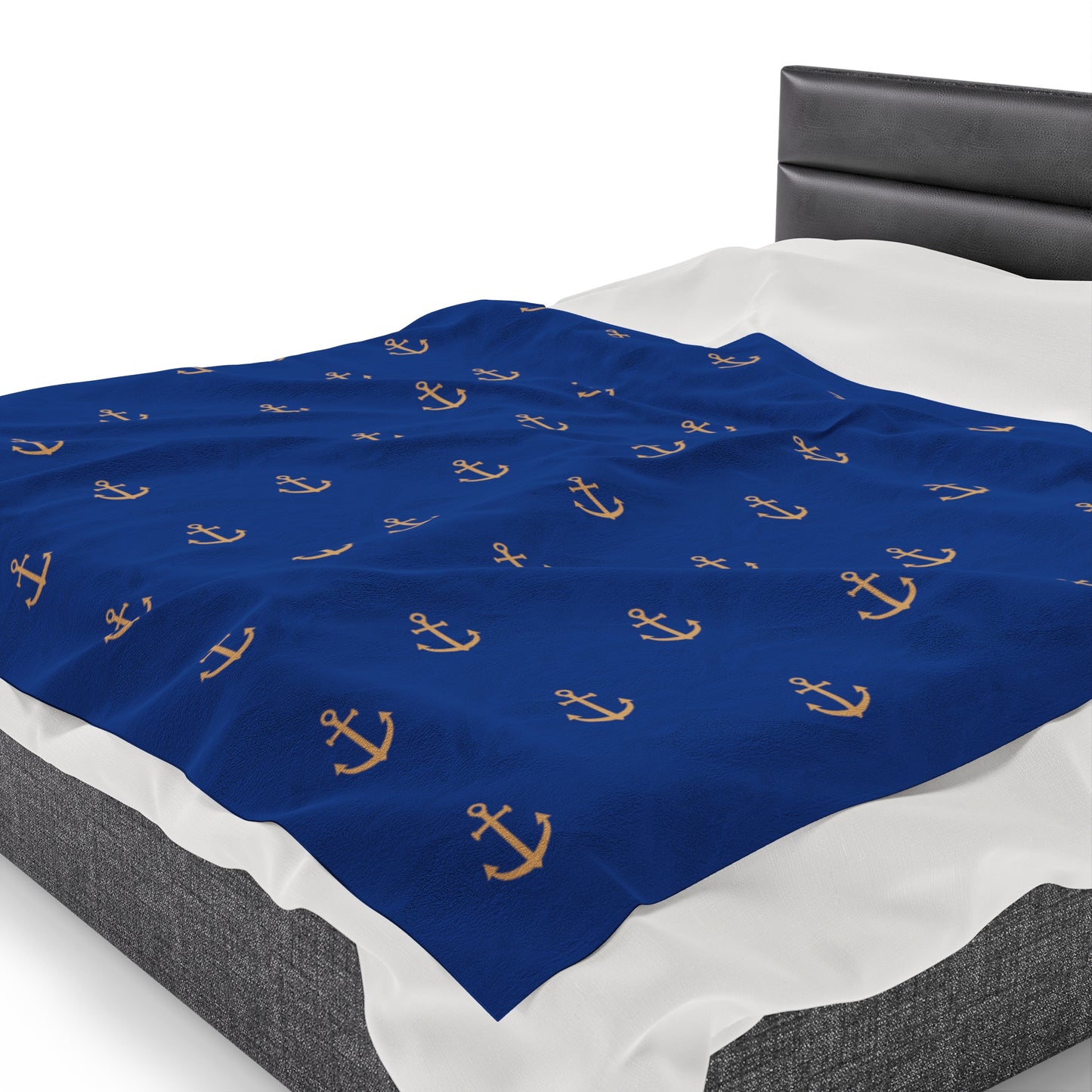 Anchors for days - Velveteen Plush Blanket (Blue)