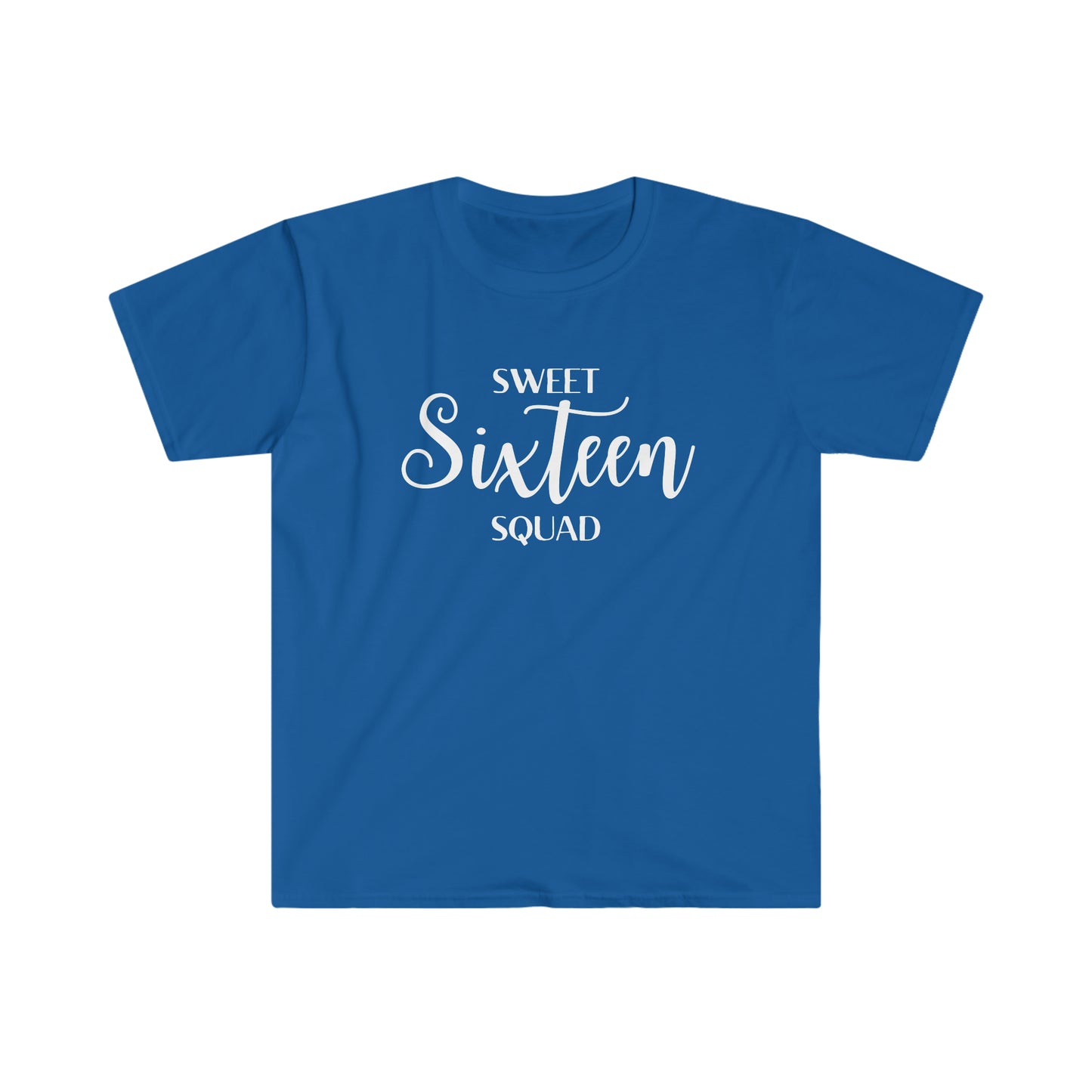 Sweet Sixteen Squad - Unisex Softstyle T-Shirt (white lettering)