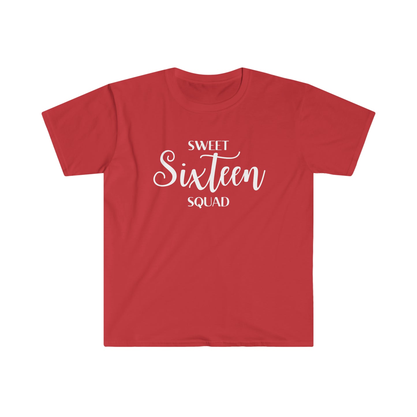 Sweet Sixteen Squad - Unisex Softstyle T-Shirt (white lettering)