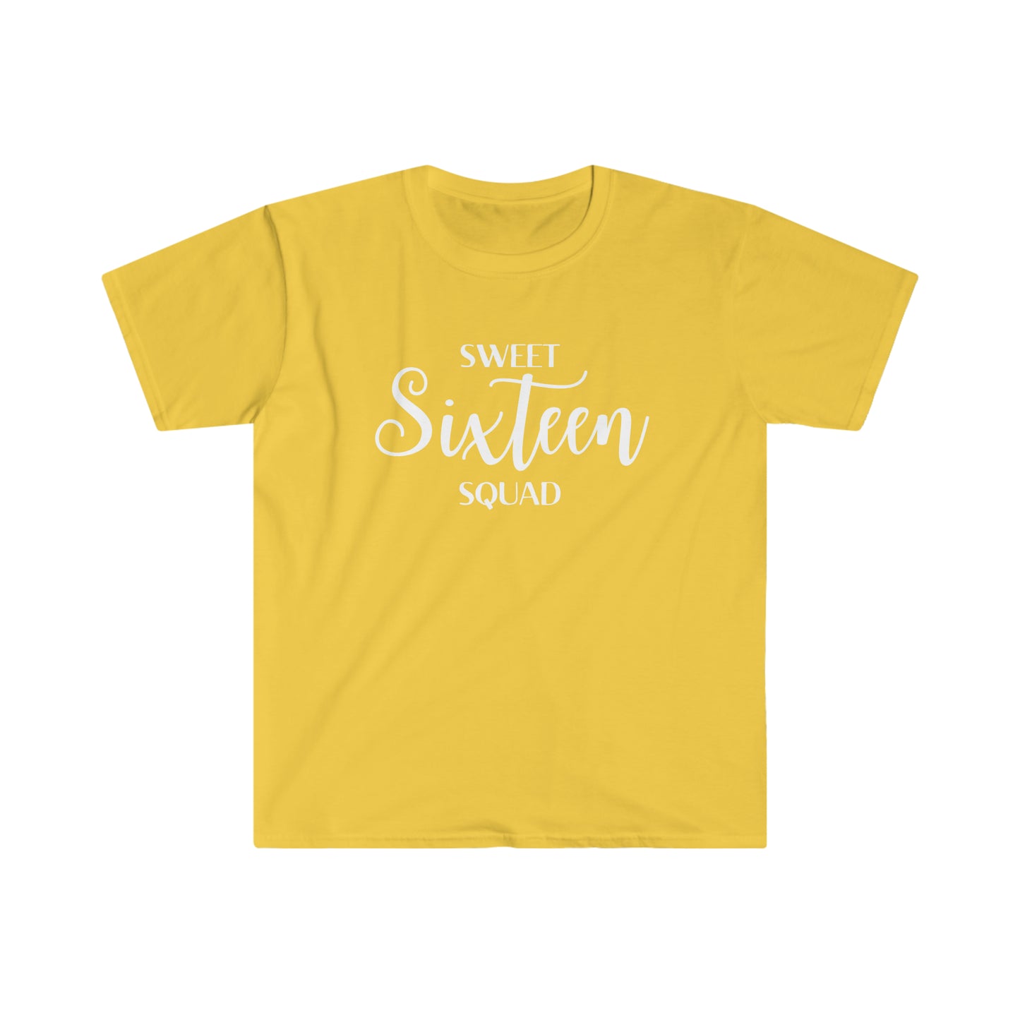 Sweet Sixteen Squad - Unisex Softstyle T-Shirt (white lettering)