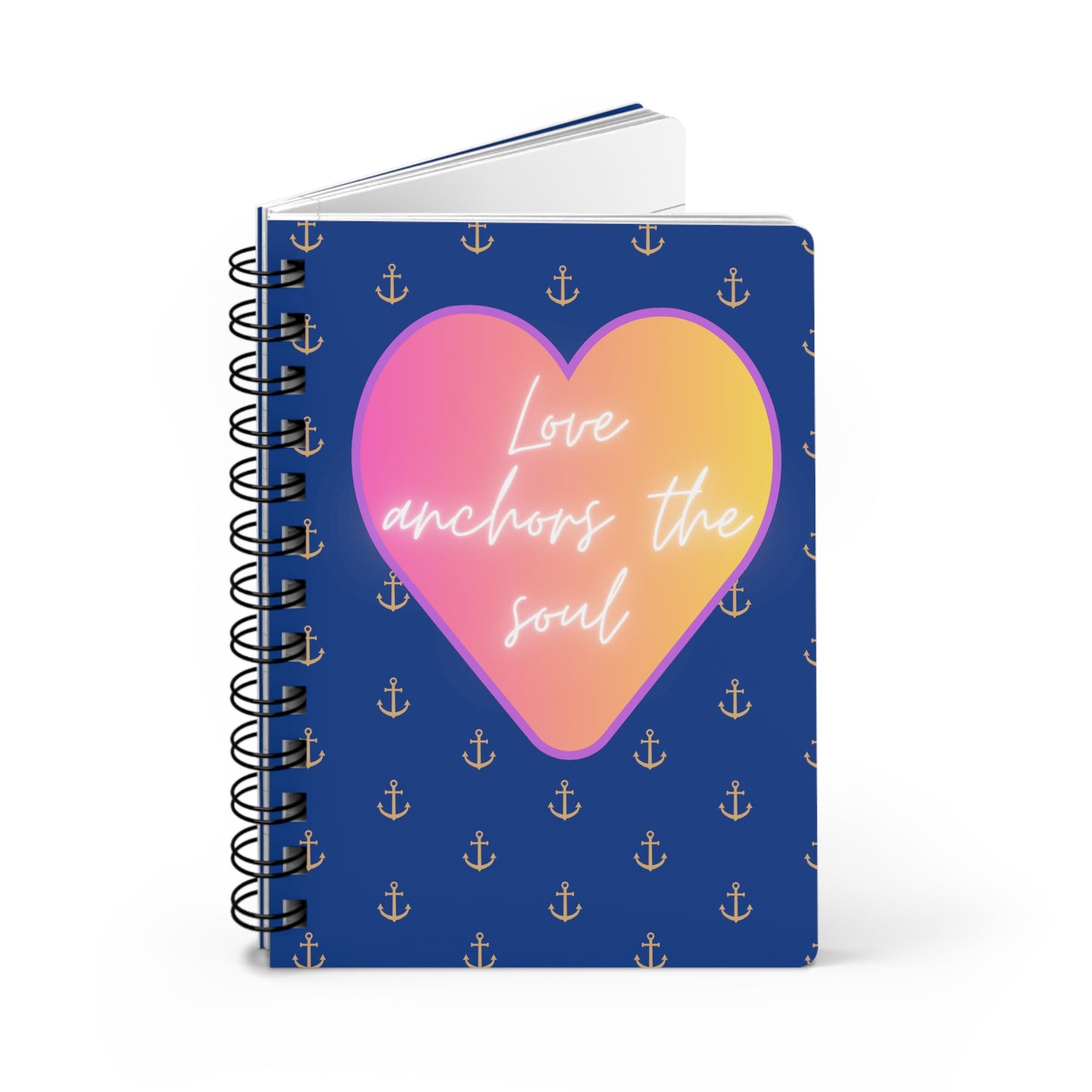 Love anchors the soul - Spiral Bound Journal (Blue)