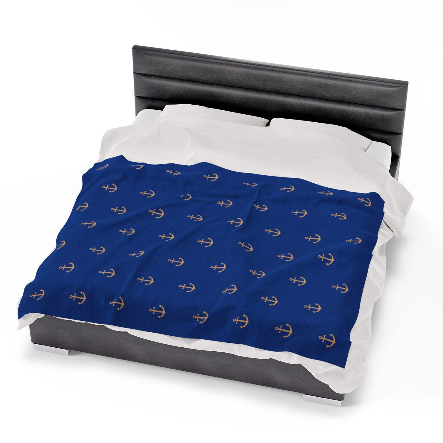 Anchors for days - Velveteen Plush Blanket (Blue)