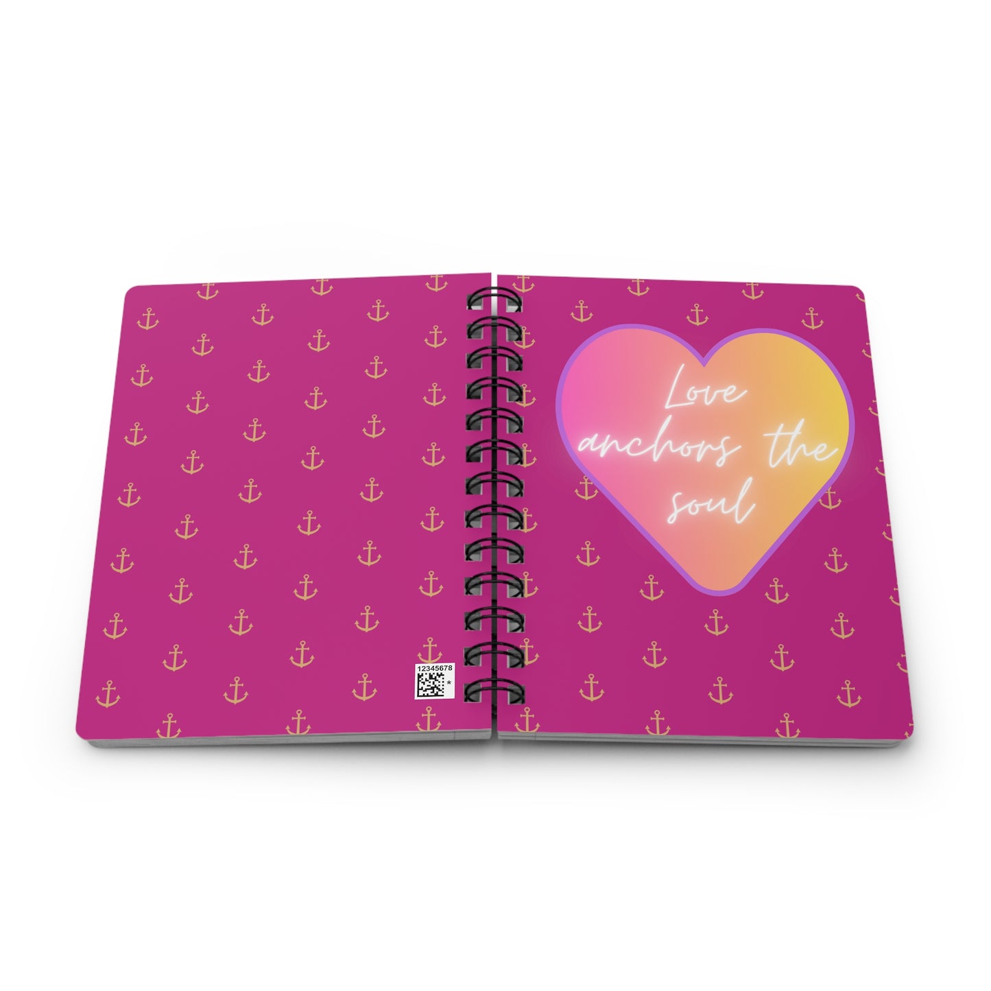 Love anchors the soul - Spiral Bound Journal (Dark pink)