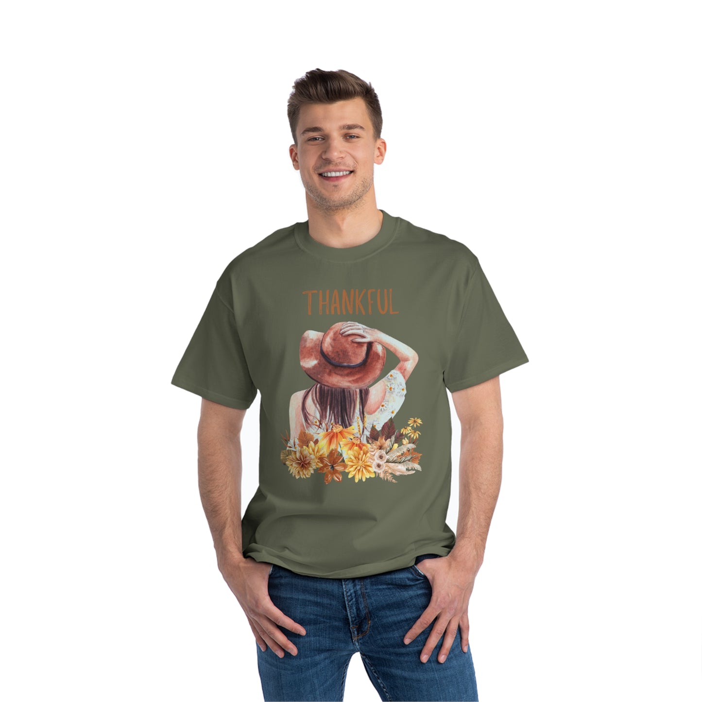 Autumn Thankful Fall Vibs, Beefy-T® Unisex Short-Sleeve T-Shirt