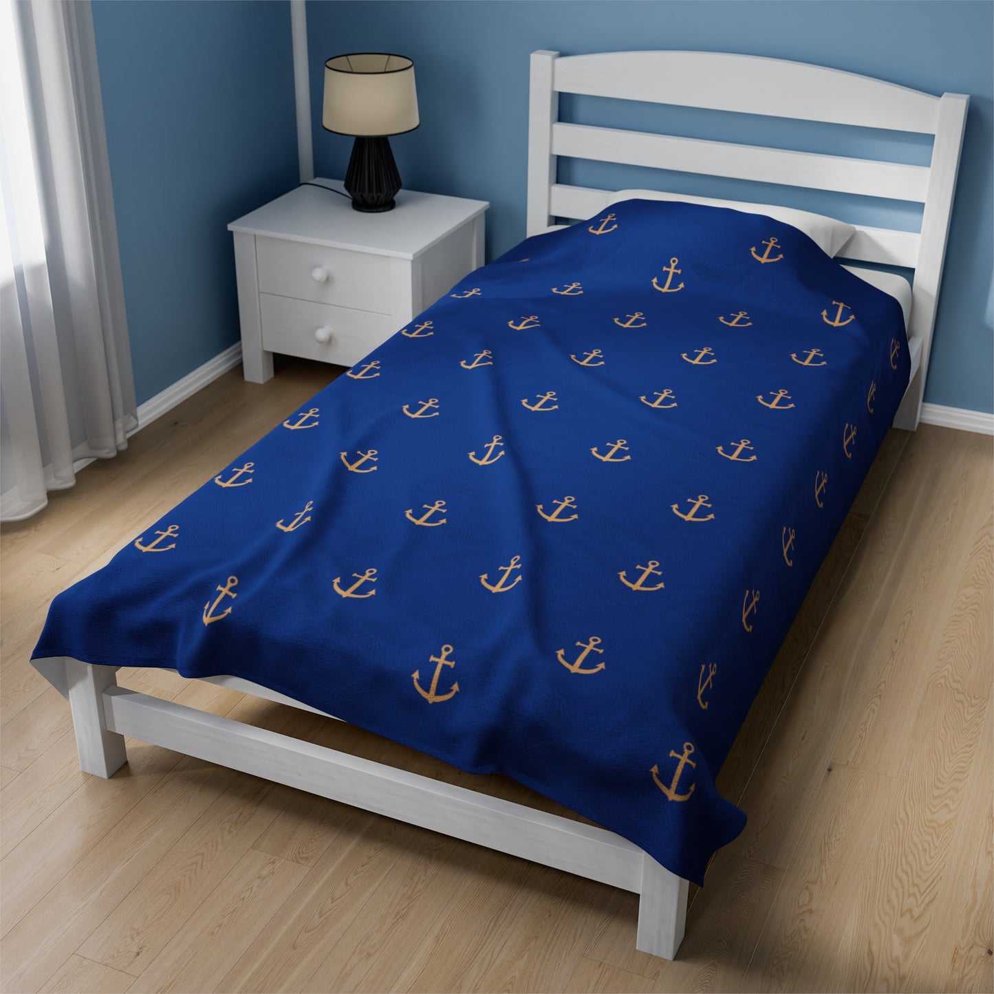Anchors for days - Velveteen Plush Blanket (Blue)