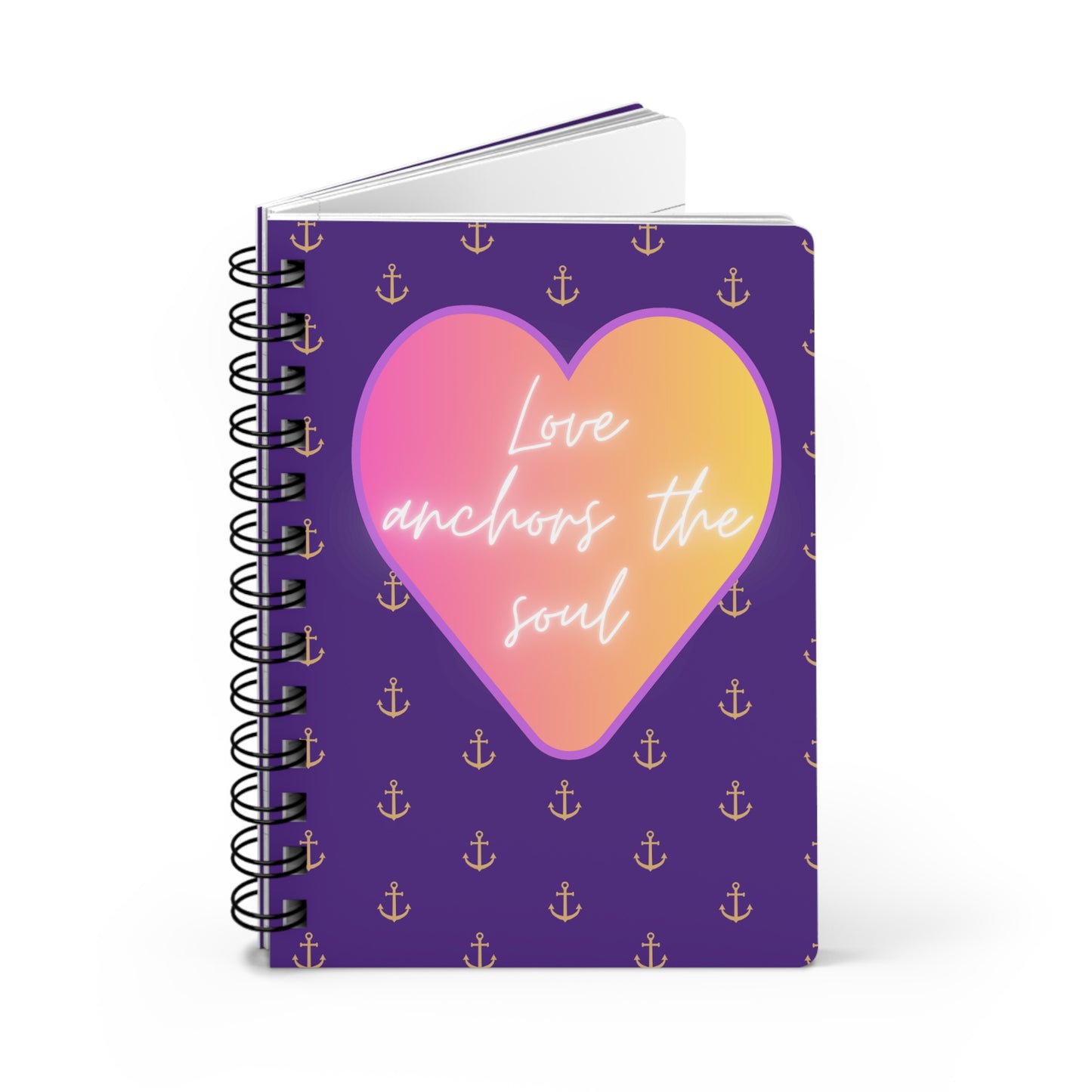 Love anchors the soul - Spiral Bound Journal (Dark purple)