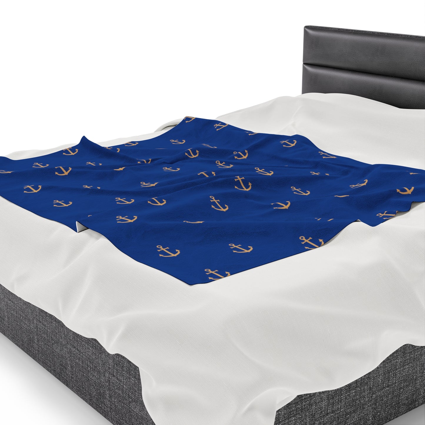 Anchors for days - Velveteen Plush Blanket (Blue)