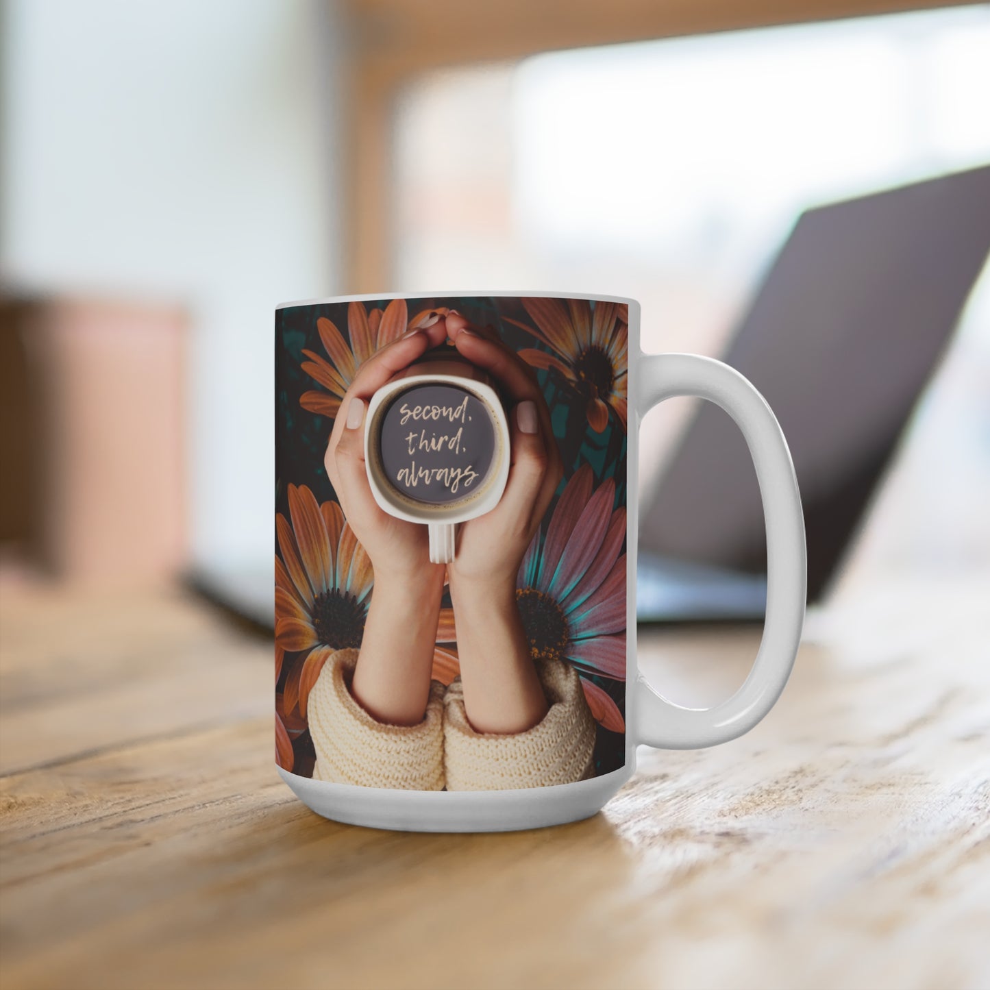 Coffee first (second, third, always), Autumn Vibes, Autumn Leaves, Boho chic, Mug 15oz