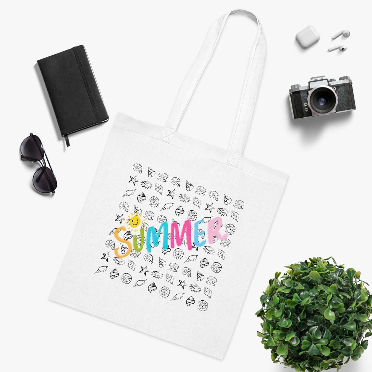Summer Seashell Cotton Tote