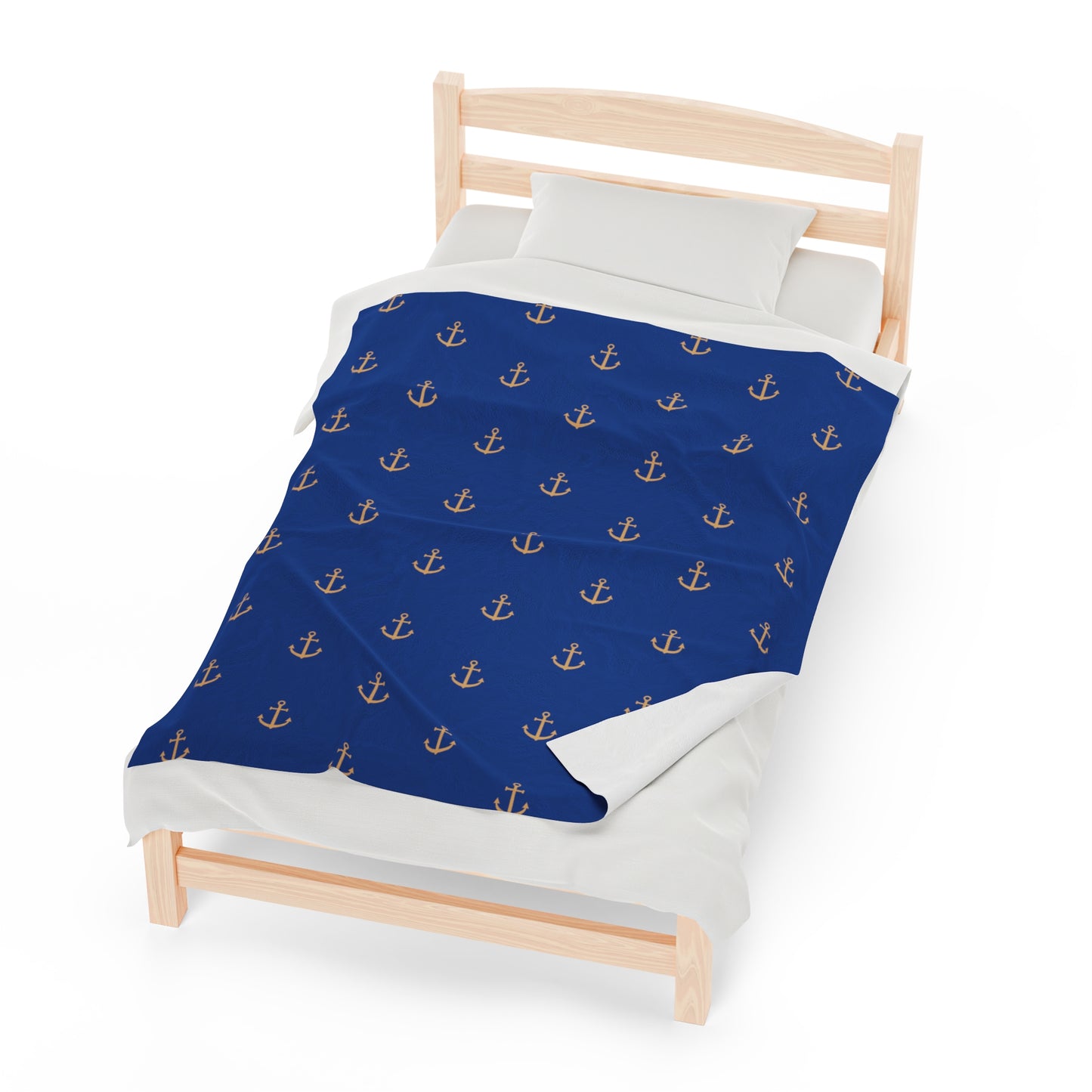Anchors for days - Velveteen Plush Blanket (Blue)