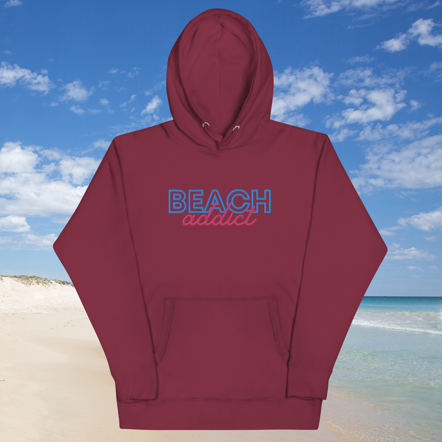Beach Addict (Embroidered) Unisex Hoodie Just for fun