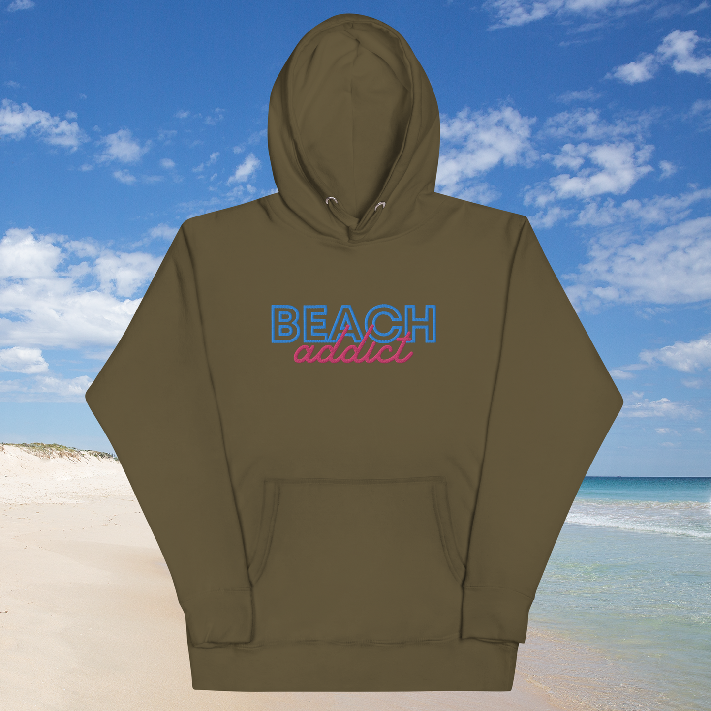 Beach Addict (Embroidered) Unisex Hoodie Just for fun