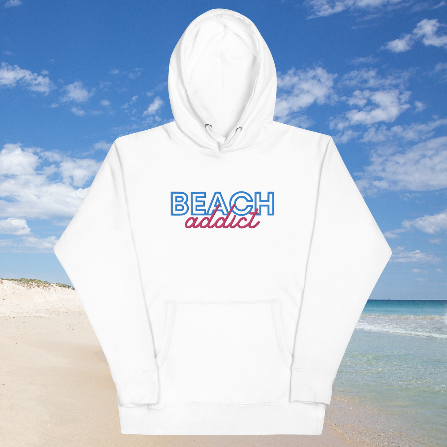 Beach Addict (Embroidered) Unisex Hoodie Just for fun