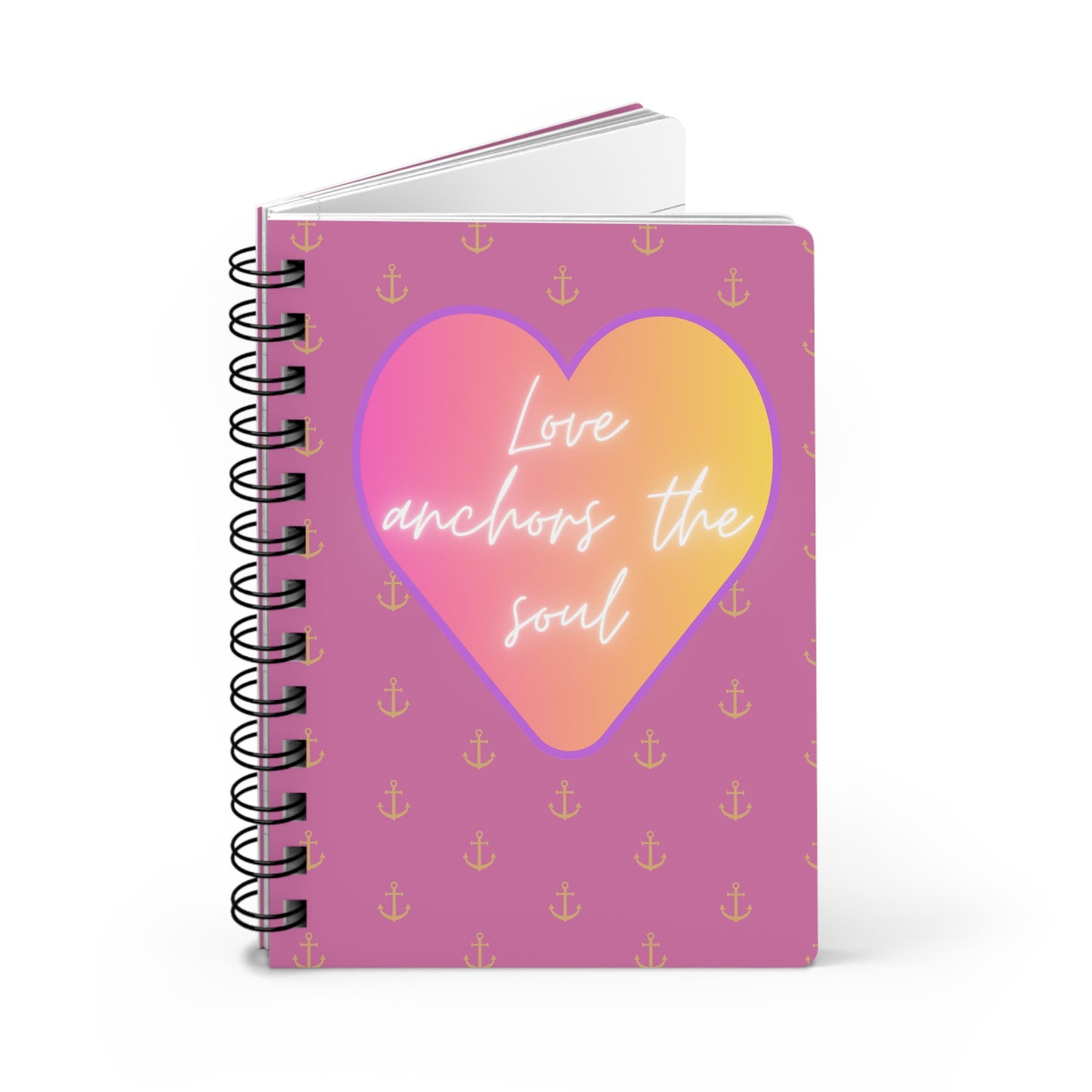 Love anchors the soul - Spiral Bound Journal (Light pink)