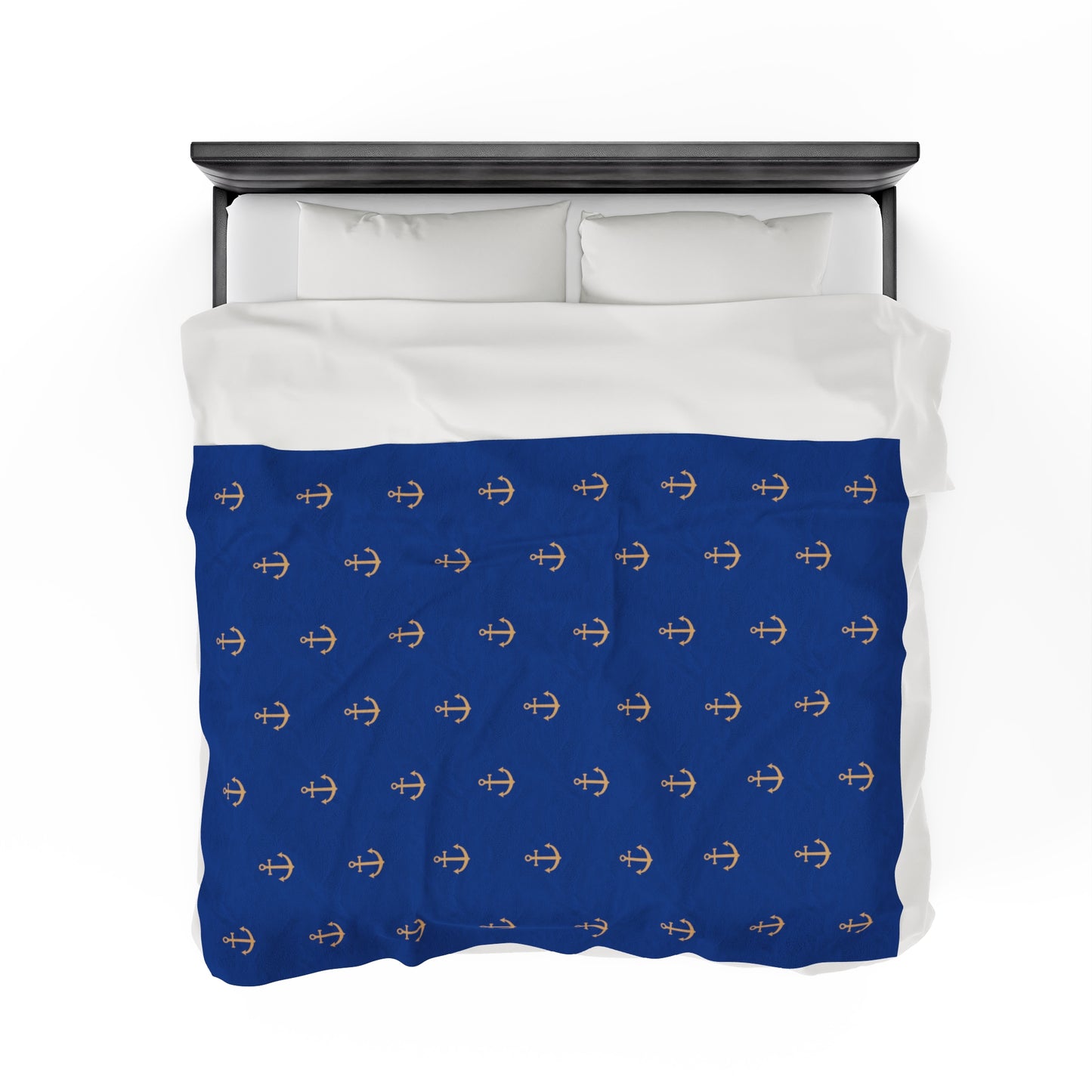 Anchors for days - Velveteen Plush Blanket (Blue)