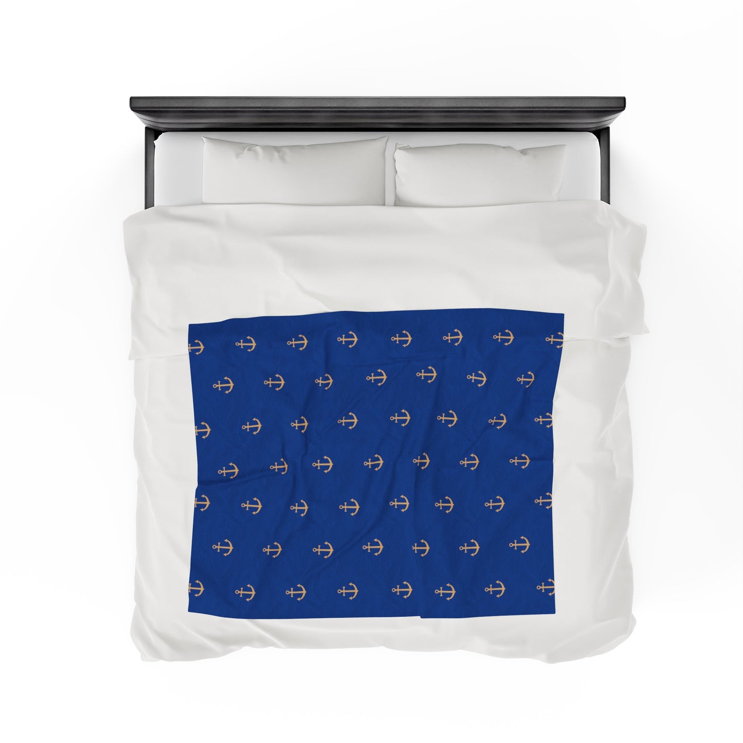 Anchors for days - Velveteen Plush Blanket (Blue)